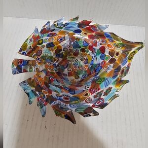 La Murrina Murano Italy Millefiori Colorful Art Glass Fish 5.5" Signed Bowl
